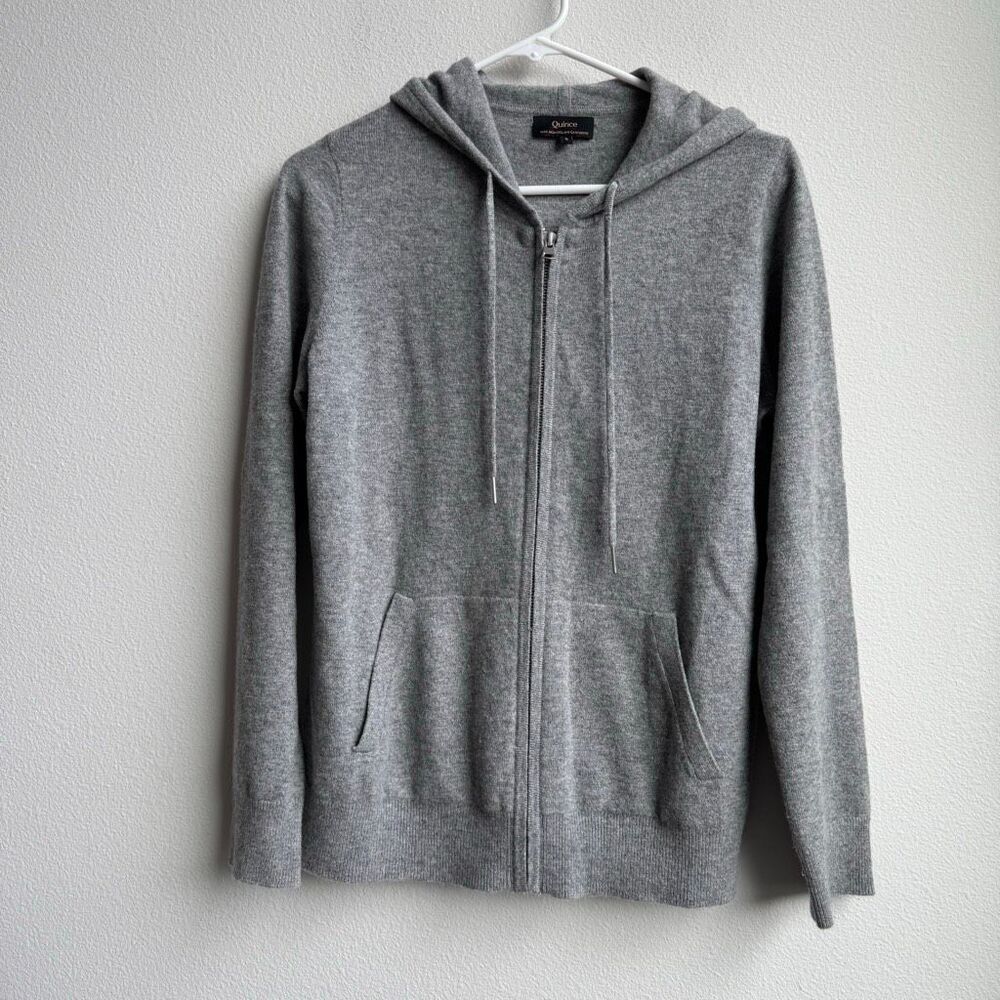 Quince 100% Mongolian Cashmere Full Zip Up Hoodie Sweatshirt Sweater Small - Picture 2 of 7